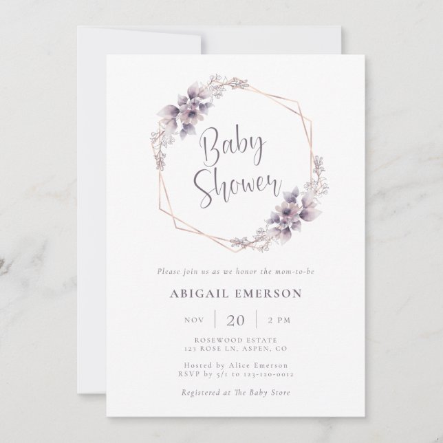 Purple Baby Shower Invitation (Front)