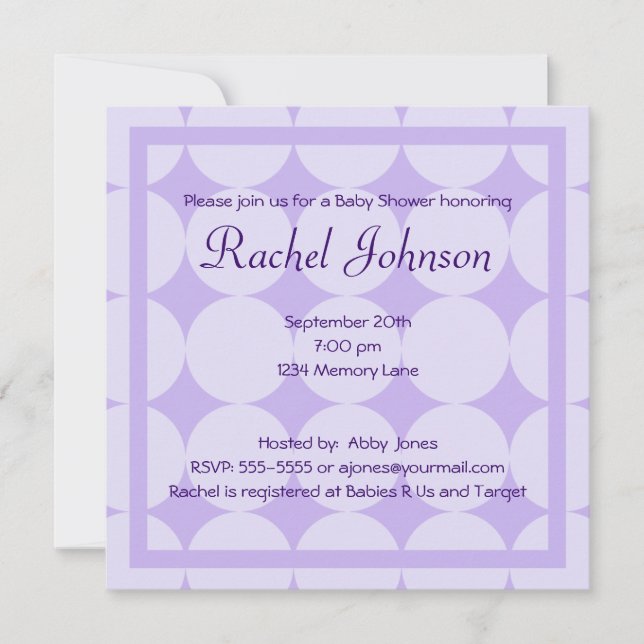 Purple Baby Shower Invitation (Front)