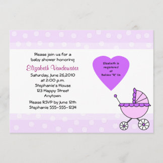 Purple Baby Shower Invitation Carriage Invitation