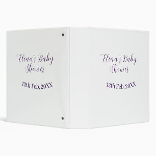 Purple baby shower name date stylish elegantsimple binder