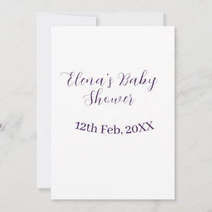 Purple baby shower name date stylish elegantsimple invitation