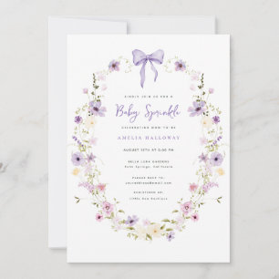 Purple Baby Sprinkle Spring Wildflower Invitation 