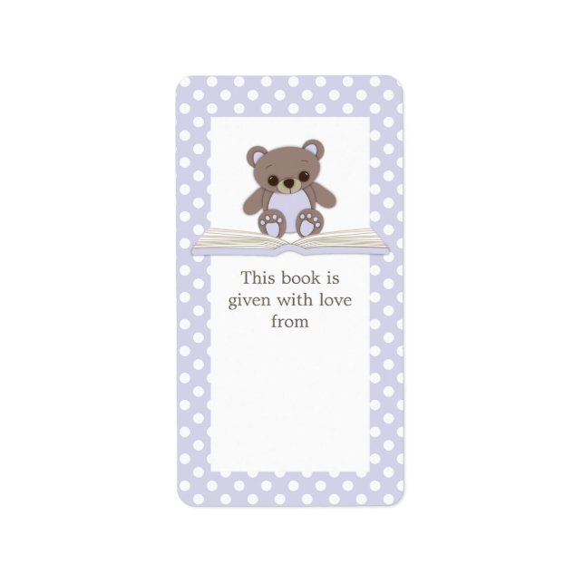 Purple Baby Teddy Ours & Livre Étiquette boîte cad (Devant)