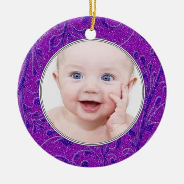 Purple Baby's First Christmas Ornament (Front)