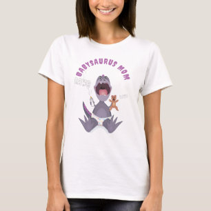 Purple Babysaurus Mom T-rex T-Shirt