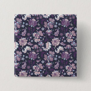 Purple Background Big Floral Seamless Pattern 2 Inch Square Button