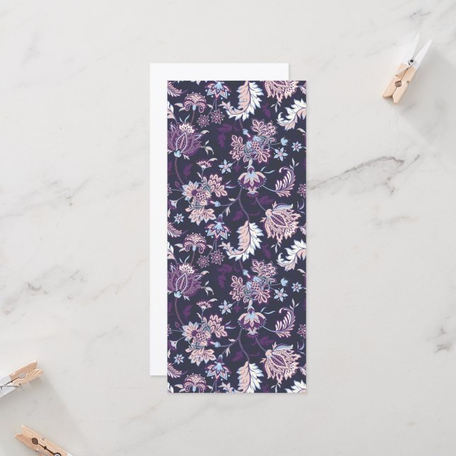 Purple Background Big Floral Seamless Pattern Card (Front/Back In Situ)