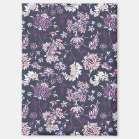 Purple Background Big Floral Seamless Pattern