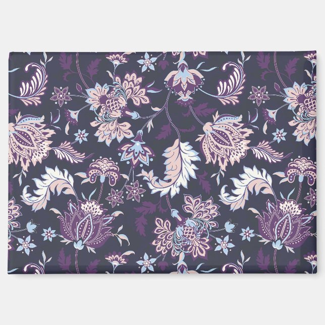 Purple Background Big Floral Seamless Pattern Magnet (Front)