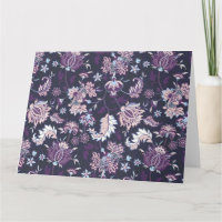 Purple Background Big Floral Seamless Pattern
