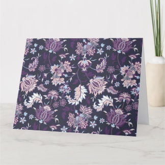 Purple Background Big Floral Seamless Pattern Thank You Card