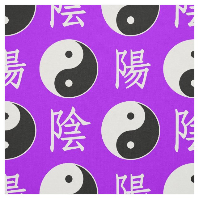 Purple Background Chinese Yinyang Pattern Fabric (Swatch)