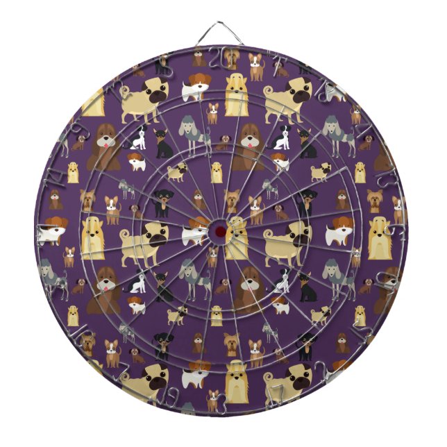 purple background dogs pattern. dartboard (Front)