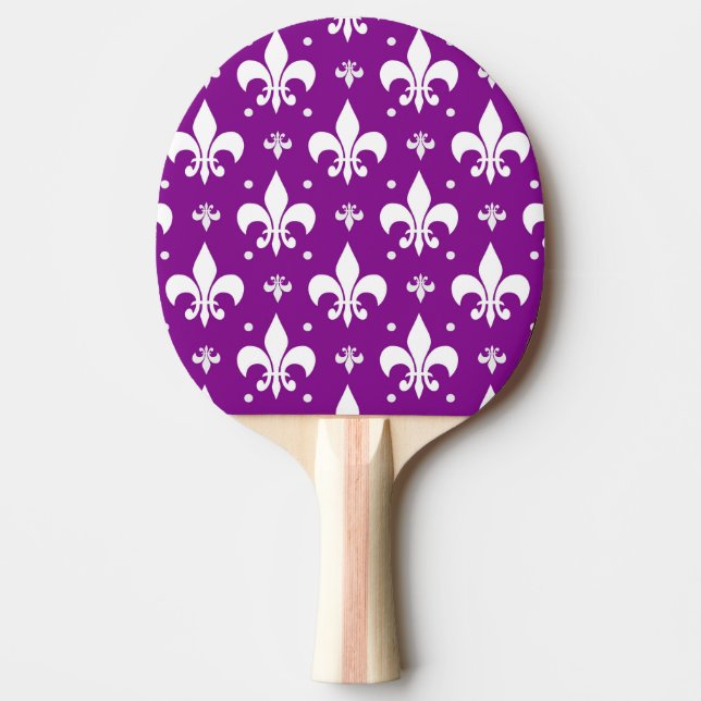 Purple Background Fleur-de-lis Pattern Design  Ping Pong Paddle (Front)