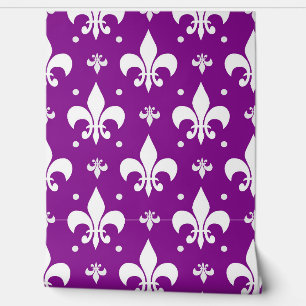 Purple Background Fleur-de-lis Pattern Design Wallpaper