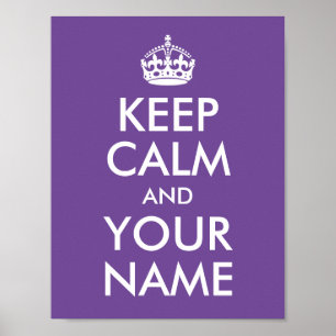 Purple Background Keep Calm and Your Name Poster