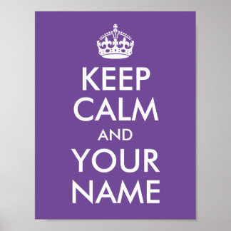 Purple Background Keep Calm and Your Name Poster