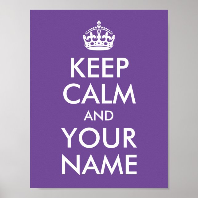 Purple Background Keep Calm and Your Name Poster (Front)