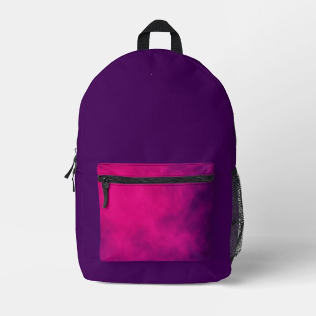 Purple Backpack with Neon Pink Pocket – Customize (Front)