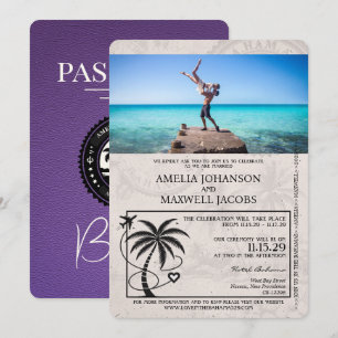 Purple Bahamas Passport Faire-part de mariage