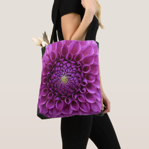 Purple Ball Dahlia Floral Tote Bag