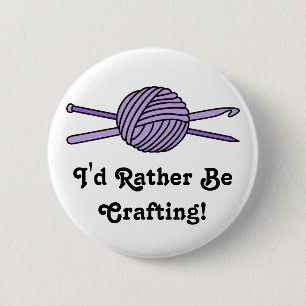 Purple Ball of Yarn (Knit & Crochet) 2 Inch Round Button