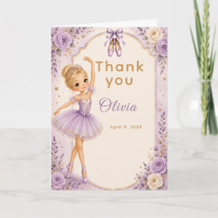 Purple Ballerina Birthday Party Thank You Card
