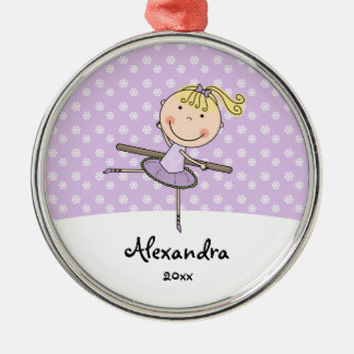 Purple Ballerina Snowflakes Personalized Christmas Metal Ornament