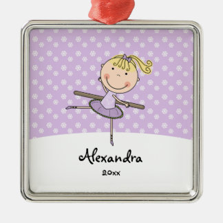 Purple Ballerina Snowflakes Personalized Christmas Metal Ornament