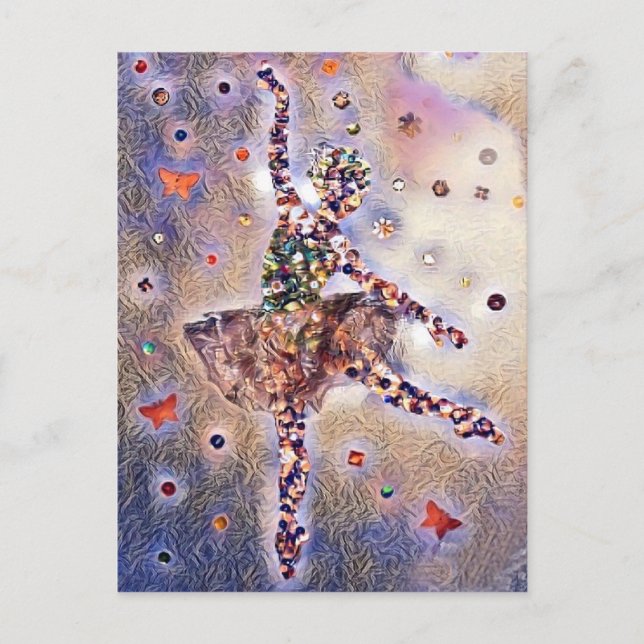 Purple Ballerina Sugar Plum Fairy Cute Announcement Postcard (Front)
