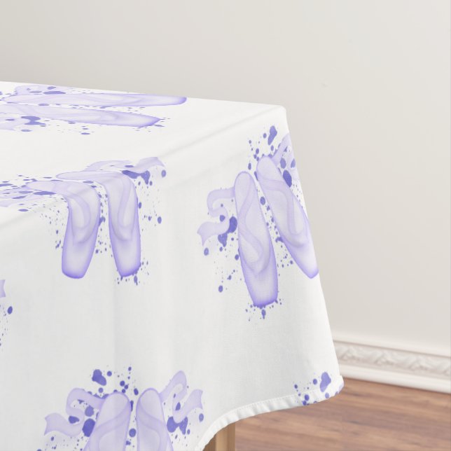 Purple Ballet Birthday Pointe Shoes Tablecloth (In Situ)