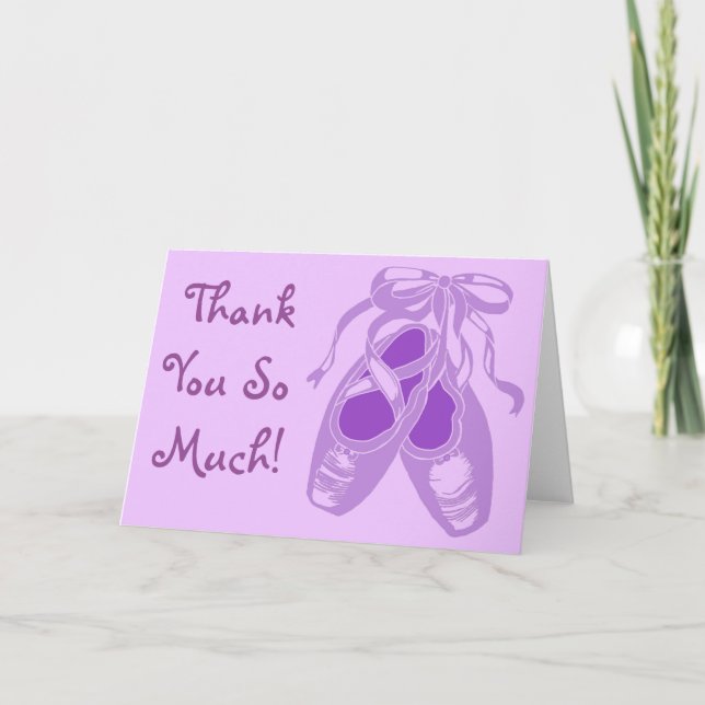 Purple Ballet Shoes Lavender Thank You Card (Front)