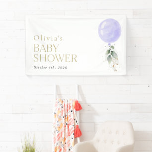 Purple Balloon, Eucalyptus, Baby Shower Welcome Banner