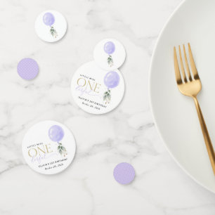 Purple Balloon, Greenery, Foliage, First Birthday Confetti