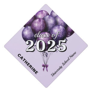 Purple Balloons Graduation Cap Topper