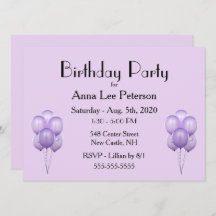 Purple Balloons Invitation