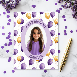 Purple Balloons Photo Card