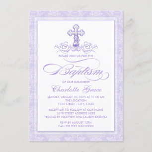 Purple Baptism Invitations