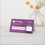 Purple Bar Mitzvah Airline Ticket Place Card<br><div class="desc">Boarding Pass / Plane Ticket style Seating Card to go with your destination themed Bar Mitzvah. Colours are in Purple and White. If you have colour changes please let me know and I can make a new one for you. Just email me paula@labellarue.com before placing an order so a new...</div>