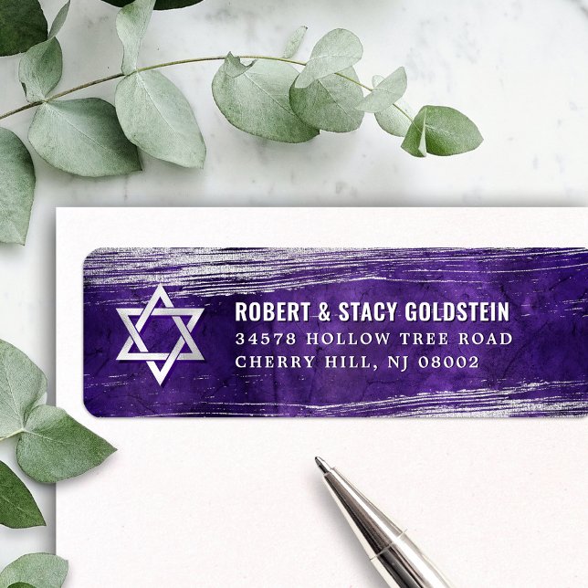 Purple Bar Mitzvah Argent Foil Bold Adresse de ret (Créateur téléchargé)