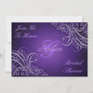 Purple Baroque Swirls Bridal Shower Invitation