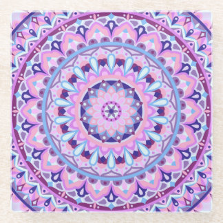 Purple Base Mandala Glass Coaster