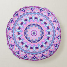 Purple Base Mandala Round Pillow