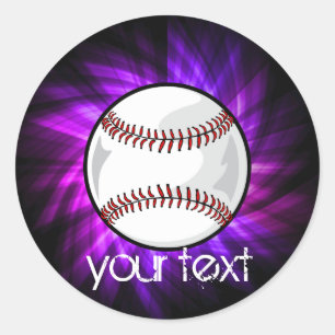 Purple Baseball; Softball Classic Round Sticker