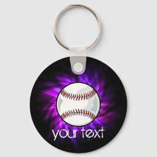Purple Baseball; Softball Keychain