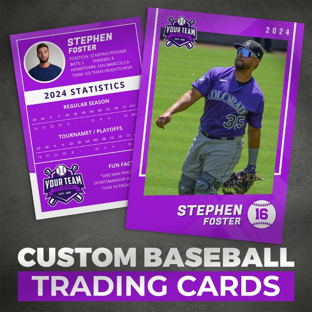 Purple Baseball Trading Card Pro Baseball Player (Creator Uploaded)