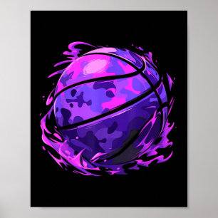 Purple Basketball Camouflage For Men Women Kids Yo Poster