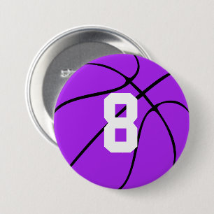 Purple Basketball Custom Jersey Number or Letter 3 Inch Round Button