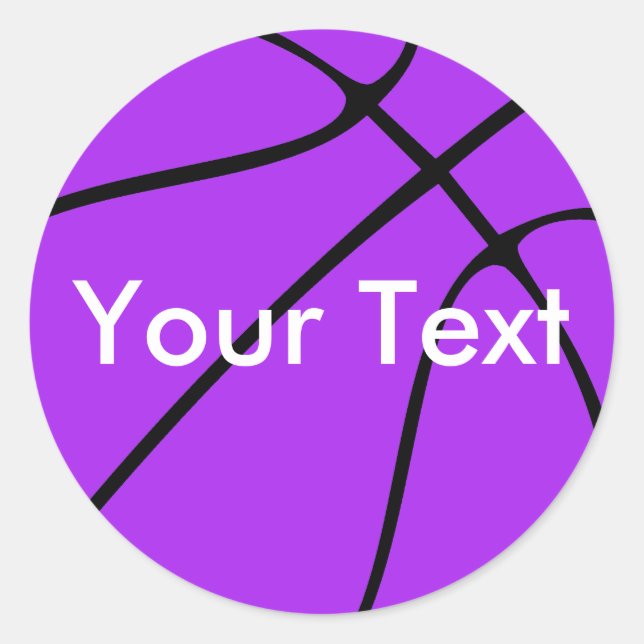 Purple Basketball Custom Team Name / Text Stickers (Front)