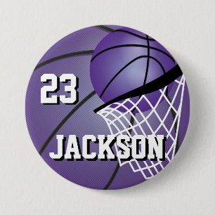 Purple Basketball Design   Personalize 3 Inch Round Button